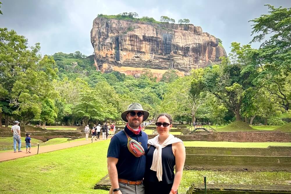 Matt Miller and Claire Marsden before their climb of Sigiriya Rock in Sri Lanka.