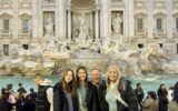 Trisha Mortier and family at the Trevi Fountain in Rome, Italy.