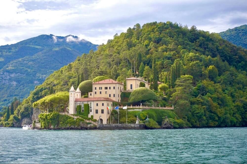 Villa Balbianello on the shore of Lake Como, Italy.