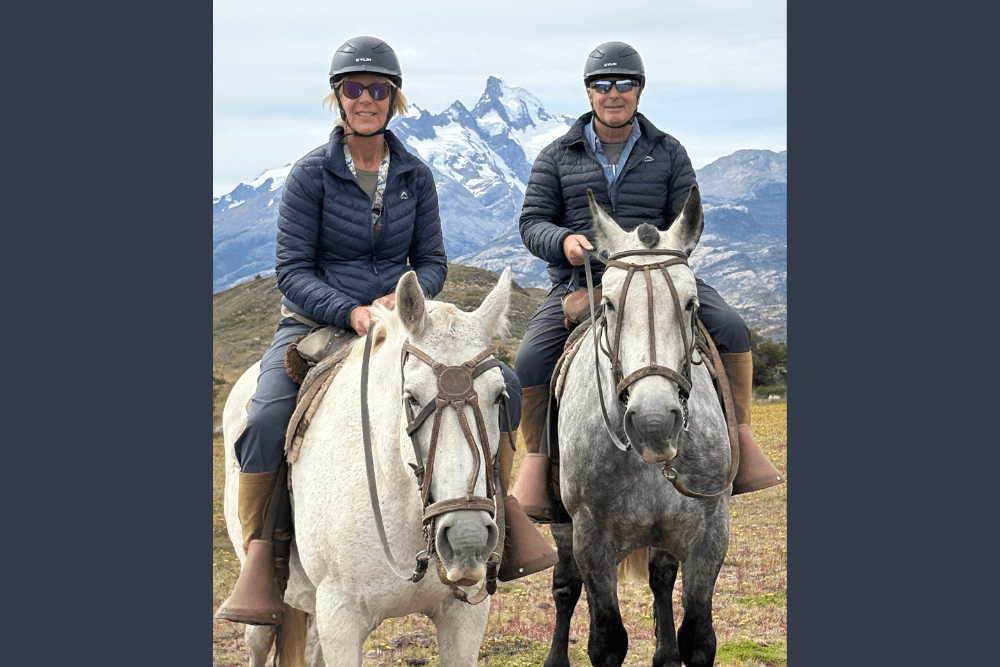 Wendy and Dave Shoemaker horseback riding in South America.
