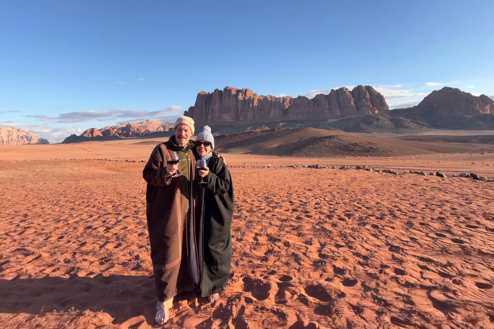 Ben and Carol Greenspan at Wadi Rum, Jordan.