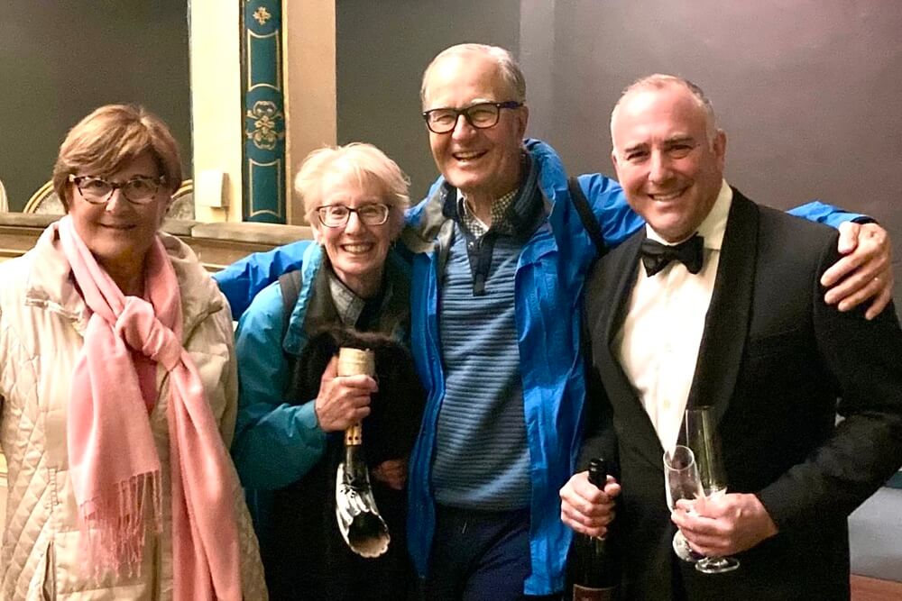Elaine Patterson and her husband during a private tour at Manoel Theatre in Malta.