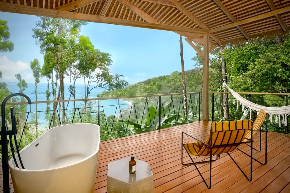 View from a terrace at Corcovado Wilderness Lodge in Costa Rica.