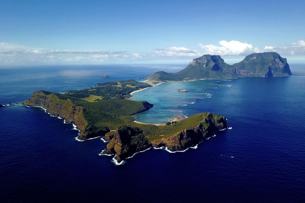 Aerial view of Lord Howe Island in Australia.