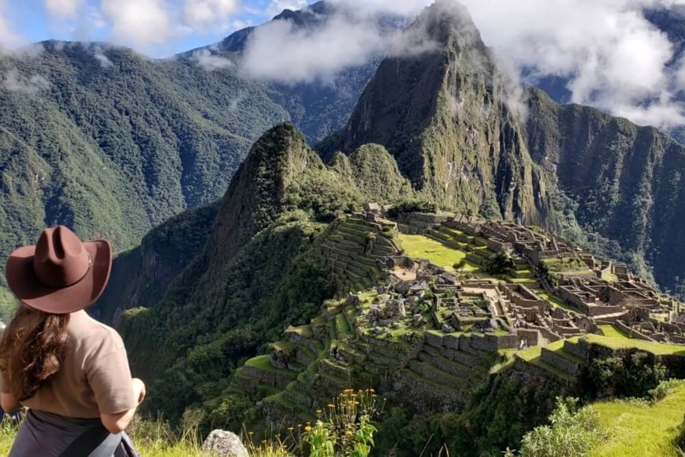 A woman overlooking Machu Picchu, Peru.