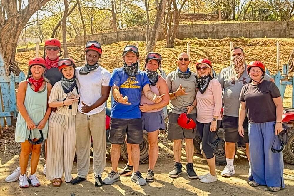Meghan Schubert and her group during an ATV tour in Guanacaste, Costa Rica.