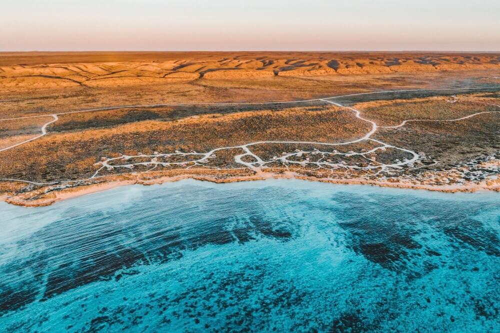 Aerial view of Ningaloo Reef in Australia.