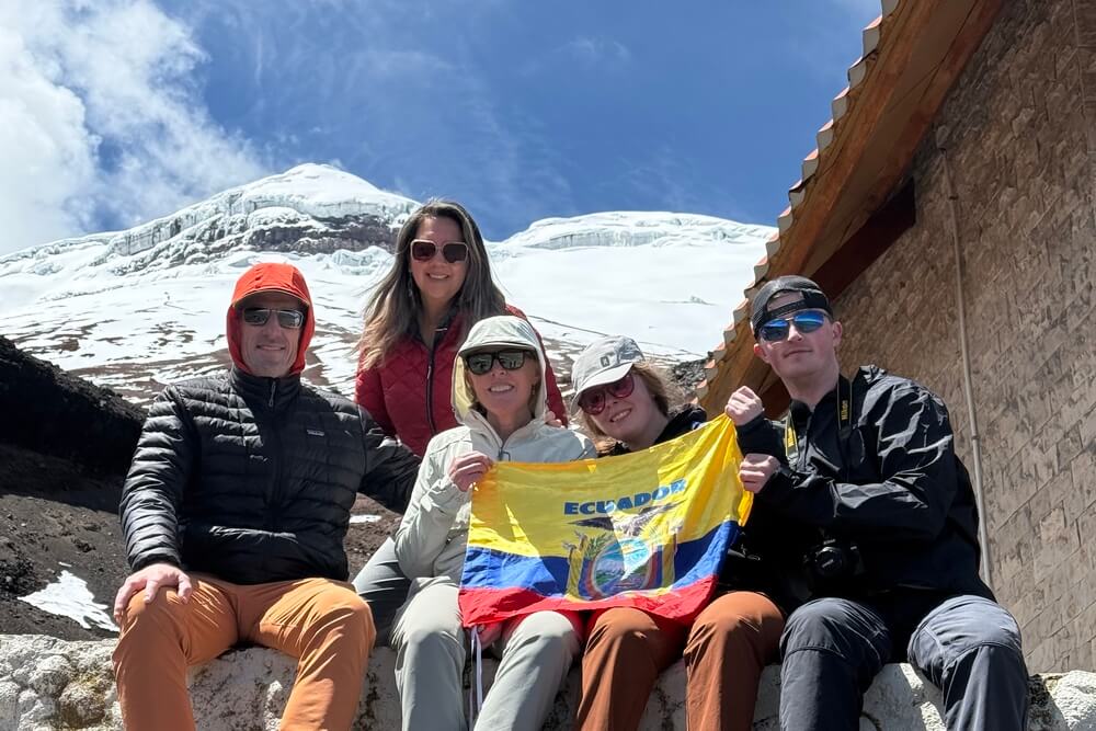 Sara Benda and her family at Cotopaxi mountain in Ecuador.