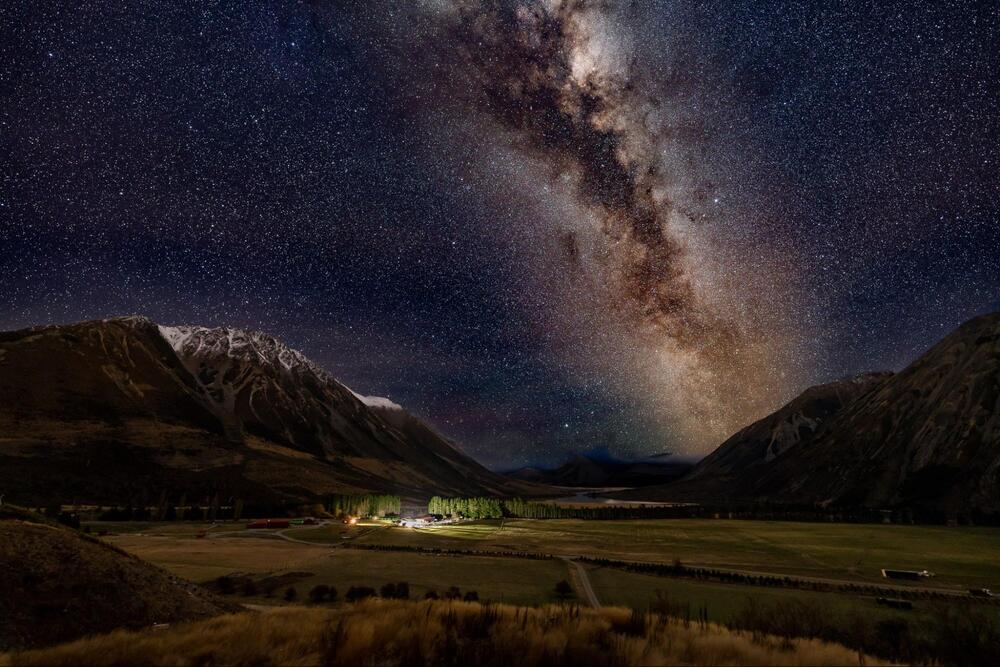 The night sky with stars in Craigieburn Valley, New Zealand.