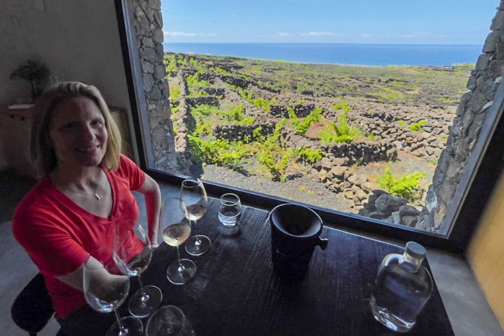 Brook Wilkinson at vineyards on Pico Island, Azores.