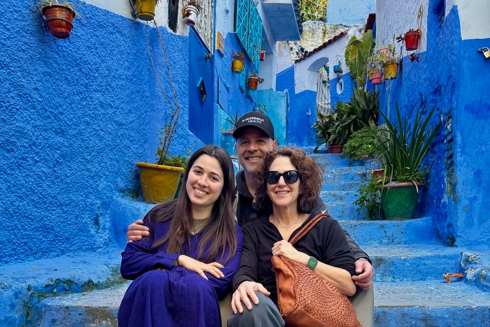 Elliot Karathanasis and family at Chefchaouen, Morocco.