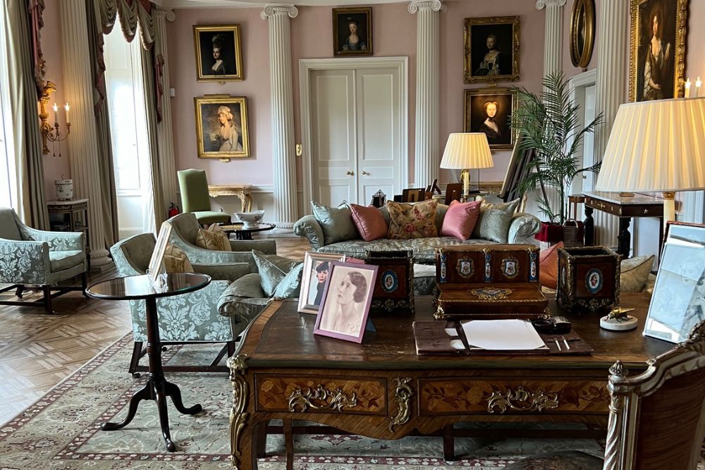The view of a living room at Weston Park in Shropshire, England.