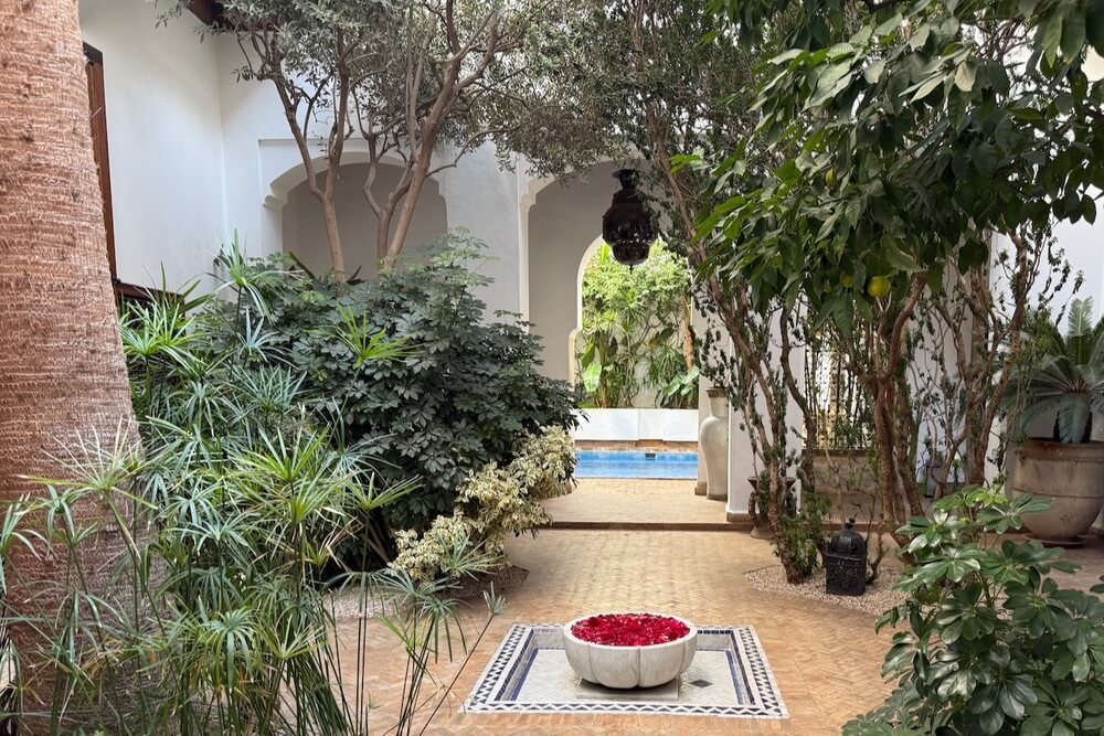 Riad l'Orangeraie courtyard in Marrakech, Morocco.