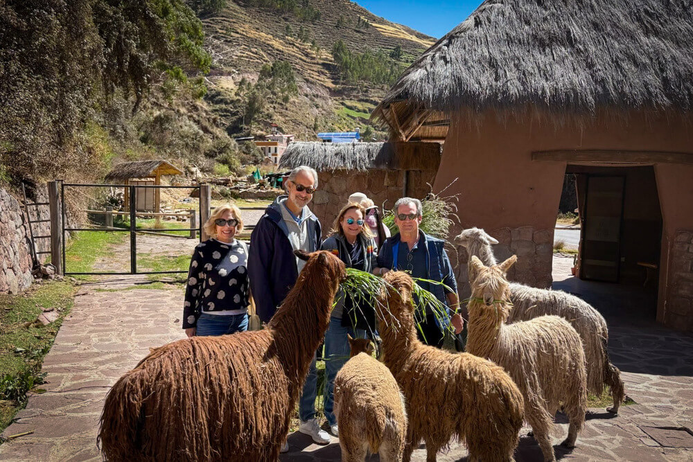 Adam Amsterdam at a llama and alpaca ranch in Peru.