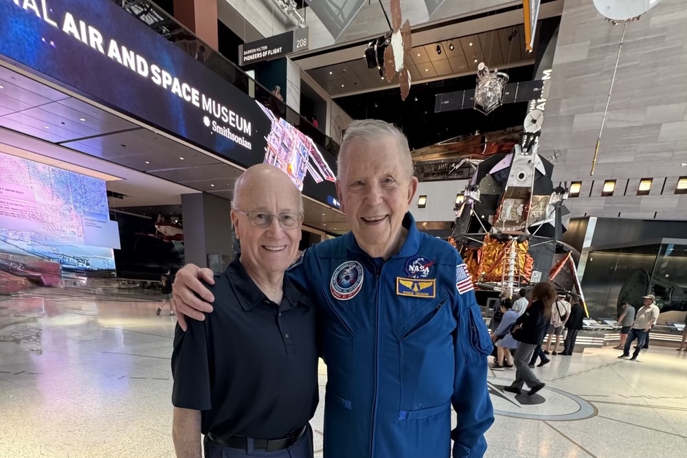 Andrea Reed's dad meeting an astonaut at the Air and Space Museum in Washington, D.C.