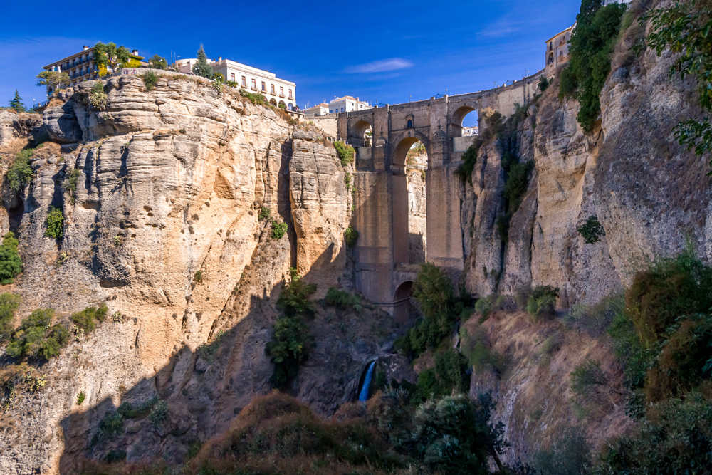 Bridge of Ronda near the white village of Malaga, Andalusia in Spain.