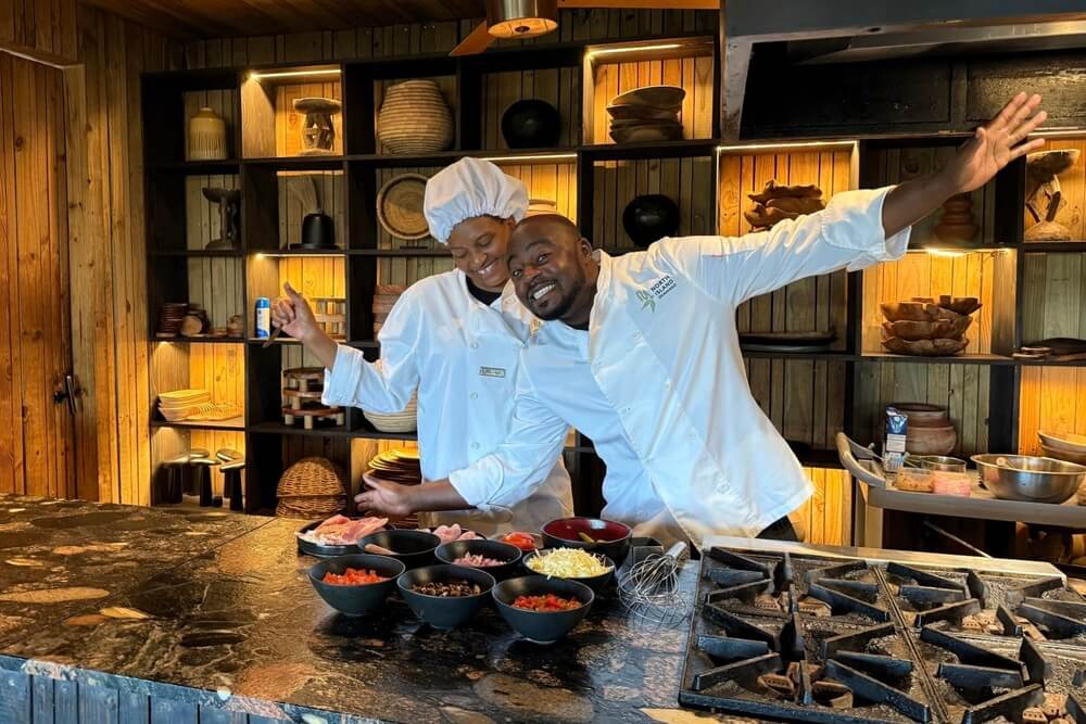 Two chefs at a restaurant in Botswana.
