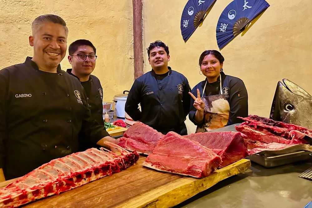 The chef and his team at Niwa Omakase in Oaxaca, Mexico.