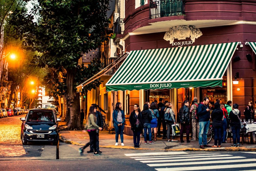 People waiting on line outside Don Julio restaurant in Buenos Aires.