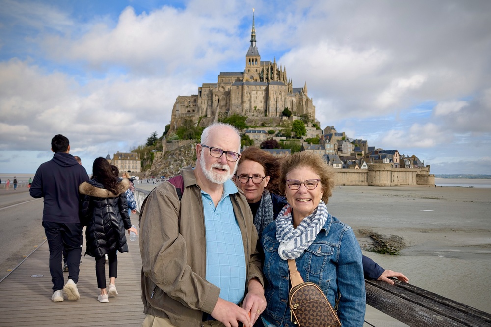 Michele Block and her husband Steve at Mont Saint-Michel in France.