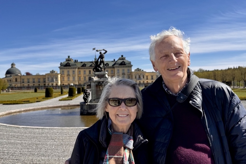 Tony Ford-Hutchinson and Jane at the Drottningholm Palace in Sweden.
